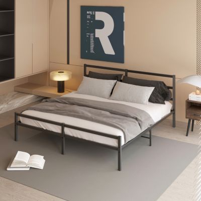 King Metal Platform Bed Frame with Headboard