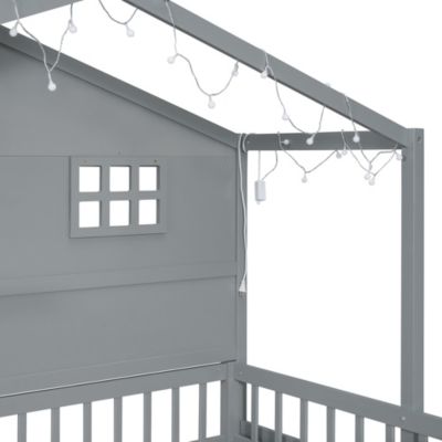 Streamdale Twin House Bed with Shelves, Window, and Lights