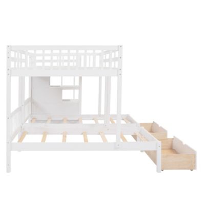 Triple Size Wood Bunk Bed with Drawers &acirc;€“ Bunk Bed