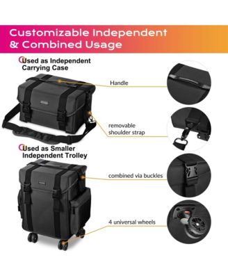 Classic Black Rolling 2in1 Cosmetic Case Sided Makeup Artist Organizer