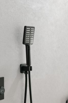 Wall Mounted Waterfall Rain Shower System With 3 Body Sprays &amp; Handheld Shower