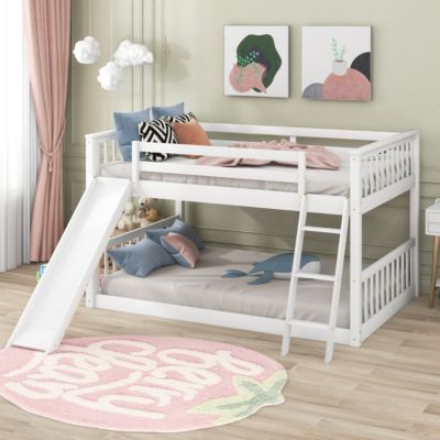 Streamdale Full Over Full Bunk Bed With Convertible Slide And Ladder