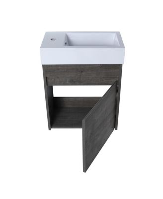 18" Floating Wall-Mounted Bathroom Vanity With Resin Sink & Soft-Close Cabinet Door