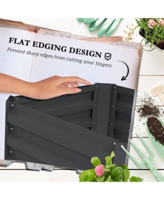 Galvanized Steel 24" x 24" Raised Garden Planter with Tomato Trellis and Bottomless Design