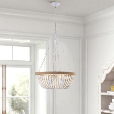 Streamdale Bohemian style Wood Beaded Chandelier Oak White