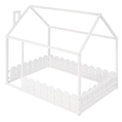 Streamdale Full Size Wood House Bed with Fence