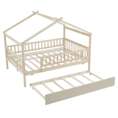 Streamdale Full Size Wooden House Bed With Twin Size Trundle