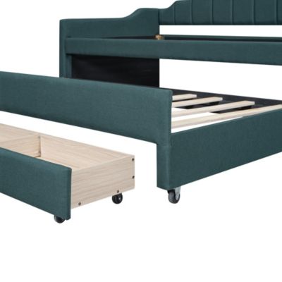 Twin Size Upholstered Daybed with Trundle and Three Drawers &acirc;€“ Daybed