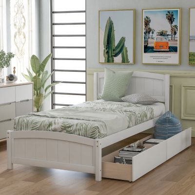 Twin Size Platform Bed With Two Drawers