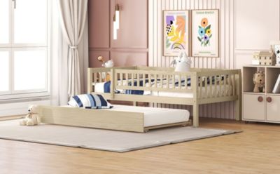 Streamdale Twin Size Wood Daybed With Trundle And Fence Guardrails