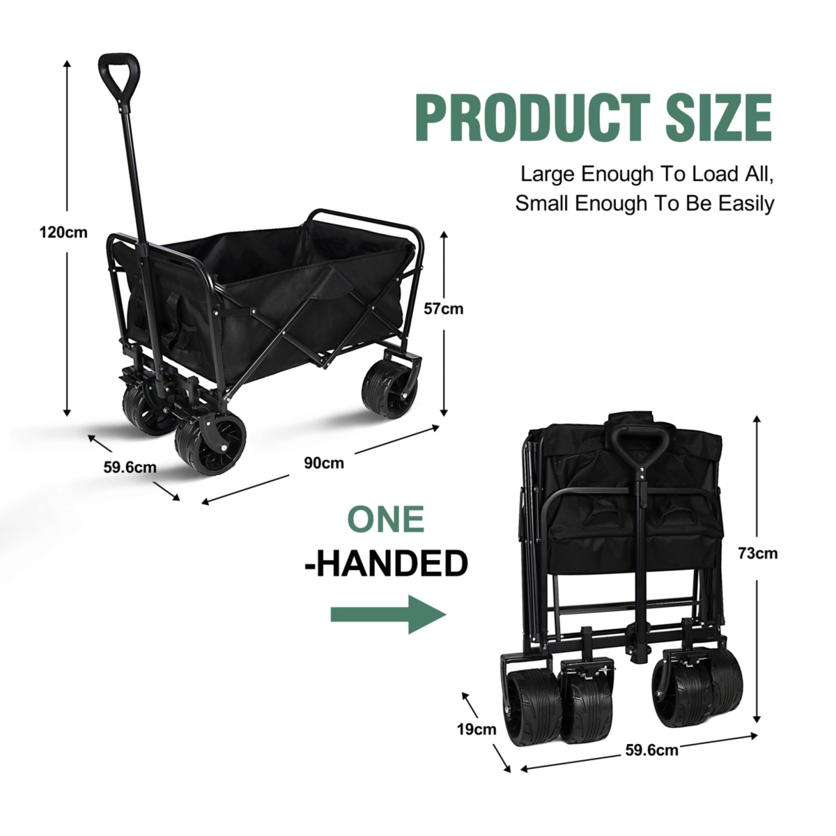 Streamdale Furniture Rugged Folding Wagon Effortless Off-Road Transportation, Heavy-Duty Storage