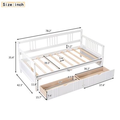 Twin Size Daybed Wood Bed With Two Drawers