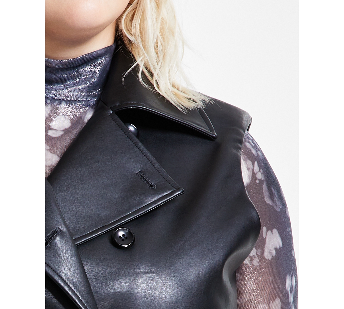 Bar Iii Trendy Plus Size Faux-Leather Moto Vest, Created for Macy's