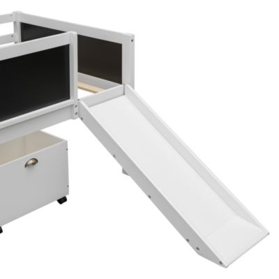 Streamdale Twin Size Wood Loft Bed with 2 Storage Boxes &acirc;€“ Bed Frame