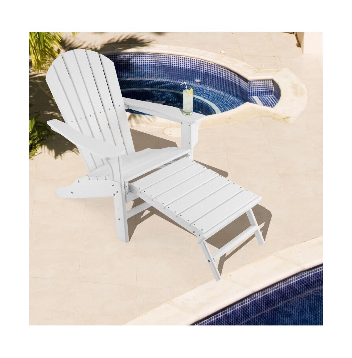 Slickblue Patio Hdpe Adirondack Chair with Retractable Ottoman