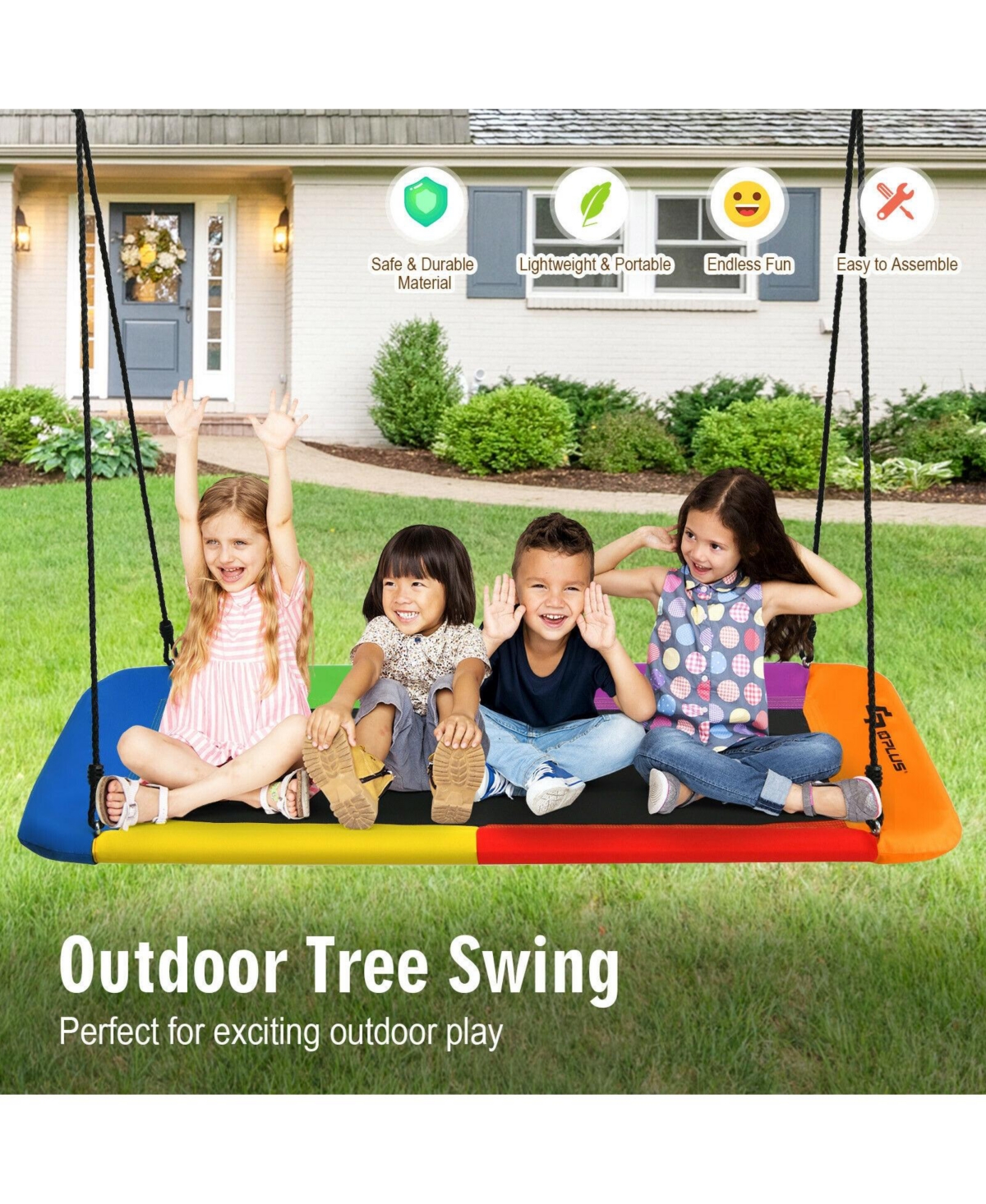 Slickblue Toddler Inches Platform Tree Swing Outdoor with 2 Hanging Straps
