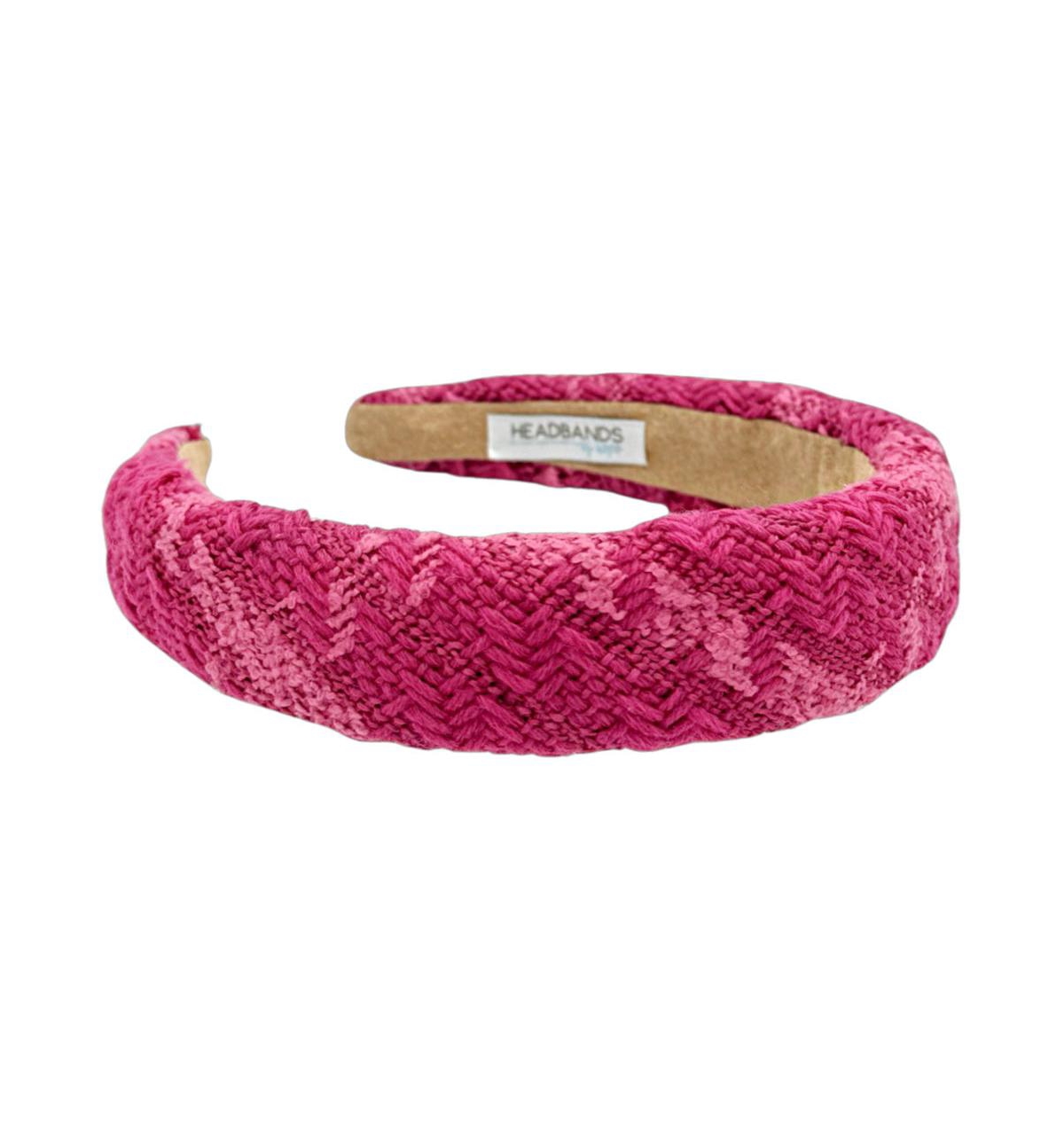 Padded Headband - Hot Pink Check - Bright pink