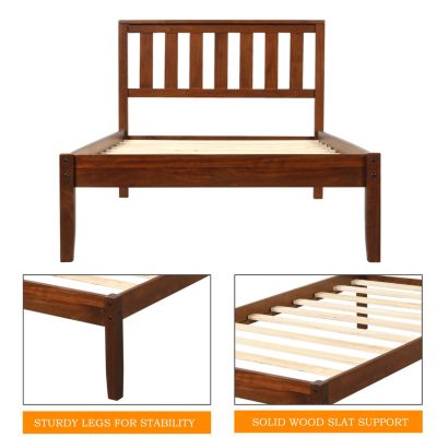 Streamdale Wood Platform Bed With Headboard/Wood Slat Support, Twin