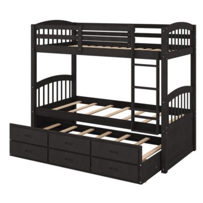 Streamdale Twin Over Twin Wood Bunk Bed With Trundle And Drawers