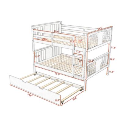 Bunk Bed with Twin Size Trundle and Ladder
