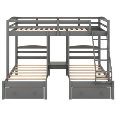 Streamdale Full Over Twin & Twin Bunk Bed, Triple Bunk Bed With Drawers