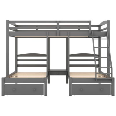 Streamdale Full Over Twin & Twin Bunk Bed, Triple Bunk Bed With Drawers