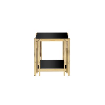 Mirrored Glass End Table with Gold Frame, 20
