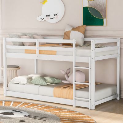 Streamdale Twin Over Twin Size Floor Bunk Bed with Ladder - Bed Frame
