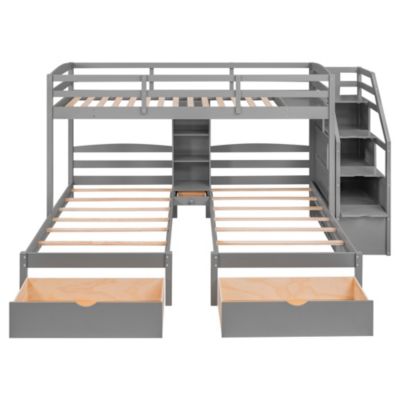 Streamdale Triple Twin Bunk Bed with Drawers & Staircase Storage