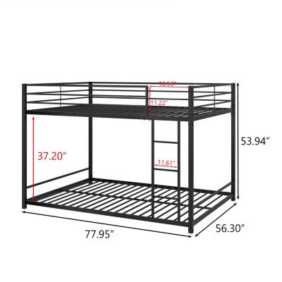 Streamdale Full Over Full Metal Bunk Bed With Guard Rails