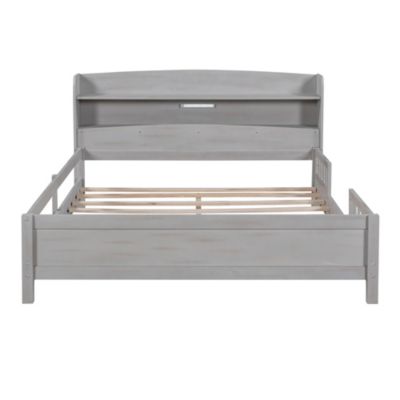 LED Platform Bed with Storage Headboard