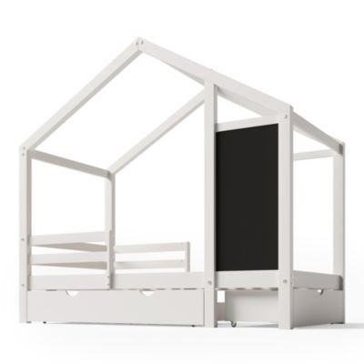 Twin Loft Bed with Blackboard & Drawers