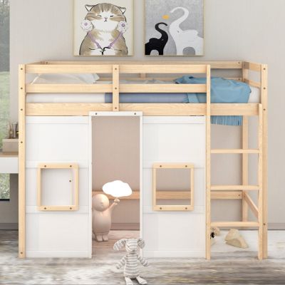 Streamdale Twin Loft Bed with Storage and Windows