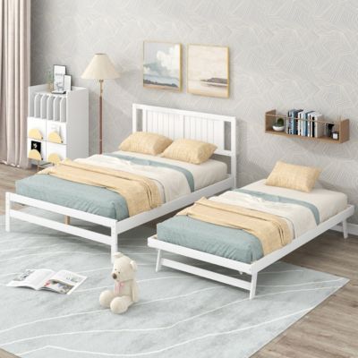 Streamdale Full Size Platform Bed With Adjustable Trundle