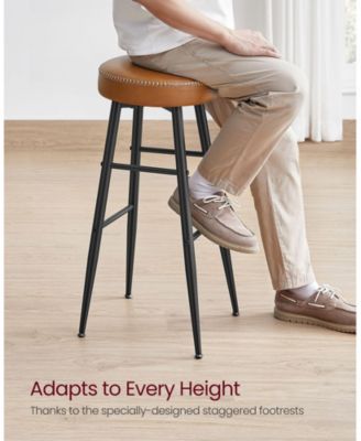 Set Of 2, Kitchen Bar Stools, Breakfast Stools, Synthetic Leather With Stitching