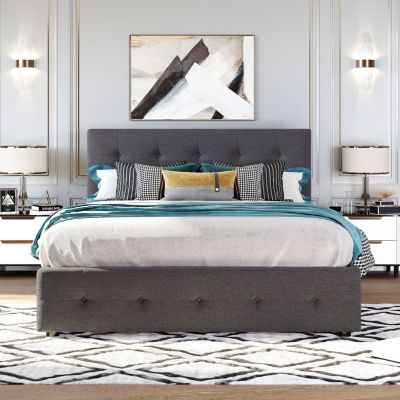Streamdale Queen Upholstered Bed with 2 Drawers and Twin XL Trundle