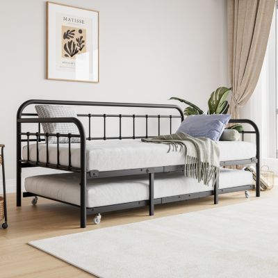 Twin Metal Daybed with Trundle and Slat Support