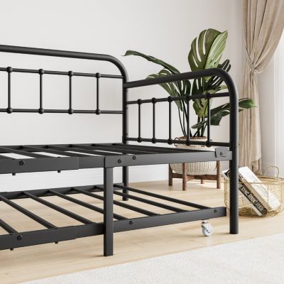 Twin Metal Daybed with Trundle and Slat Support