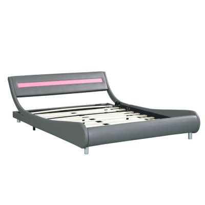 LED-lit Faux Leather Queen Bed Frame