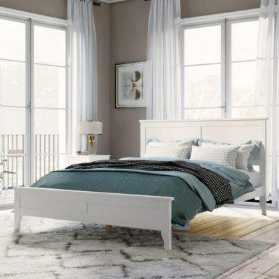 Streamdale Modern White Solid Wood Full Platform Bed