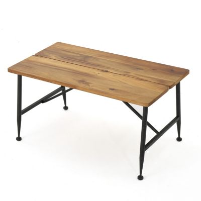 Streamdale Acacia Wood Patio Coffee Table with Iron Frame