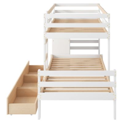 Twin Over Twin Loft Bunk Bed With Drawers And Ladder