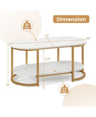 Marble Coffee Table with Open Storage Shelf-White