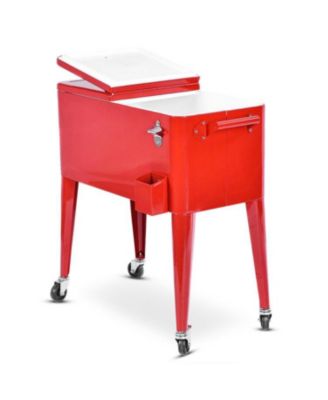 Red Portable Outdoor Patio Cooler Cart