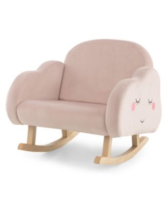 Slickblue Upholstered Toddler Rocker with Solid Wood Legs and Non-slip ...