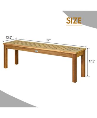 Set of 2 Acacia Wood Bench Dining Bench Patio Garden w/ Slatted Seat Indonesia Teak