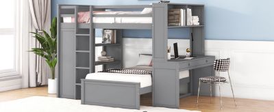 Streamdale Twin Loft Bed with Desk, Shelves, and Wardrobe