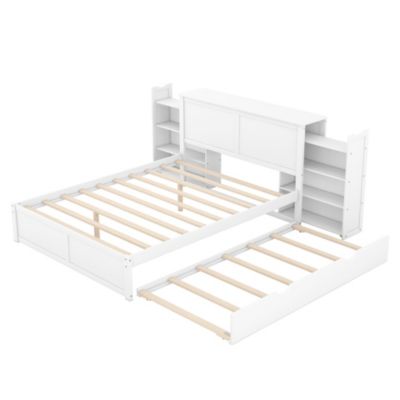 Streamdale Queen Storage Bed with Pull-Out Shelves and Trundle