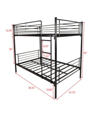 Twin Over Twin Bunk Bed, Metal Frame With Ladder