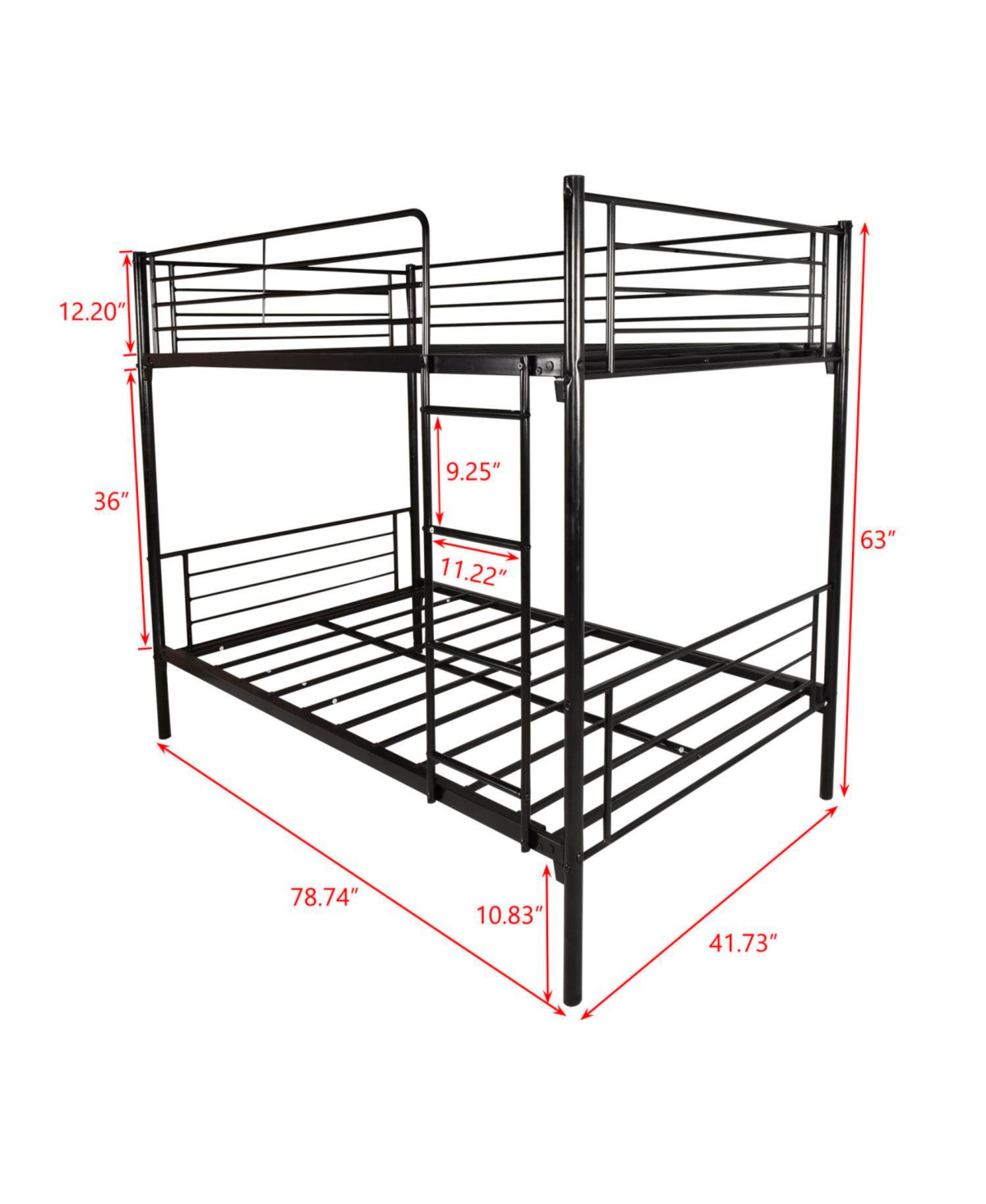 Simplie Fun Twin Over Twin Bunk Bed, Metal Frame With Ladder